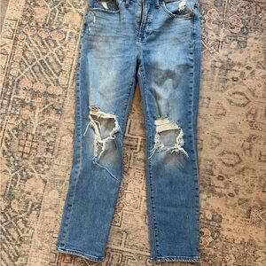 Madewell Light Blue Distressed Straight Leg Jeans